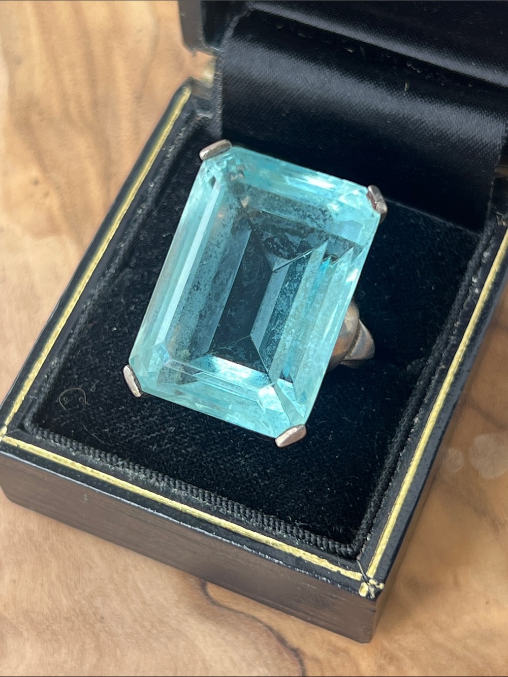 Handmade Sterling Silver and Massive Square Cut Topaz Ring size 6 925